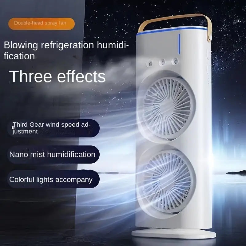Air Circulation Tower Fan with Mist Spray, Travel Cooler Fan, Water Misting Fan, USB Rechargeable Mini Desktop Table Cooling Fan for Office, Mist Fan with Water Spray