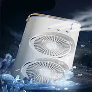 Air Circulation Tower Fan with Mist Spray, Travel Cooler Fan, Water Misting Fan, USB Rechargeable Mini Desktop Table Cooling Fan for Office, Mist Fan with Water Spray
