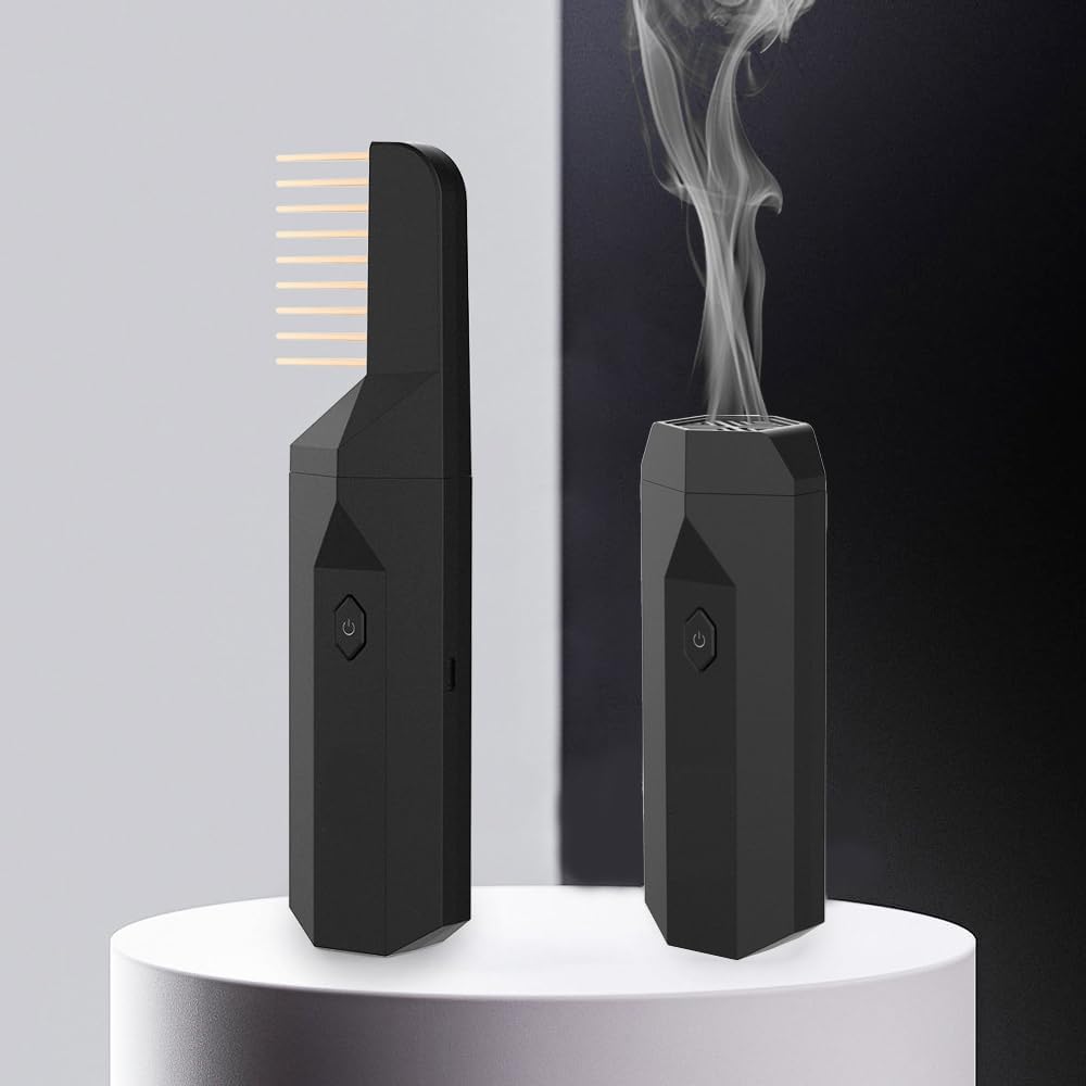 Bakhoor BoSidin Comb Incense Burner, Electric Incense Holders, USB Rechargeable Bukhoor Burner, Portable Oud Incense Burner, Aromatherapy and Style in One Device for Home Office & Car (Black)