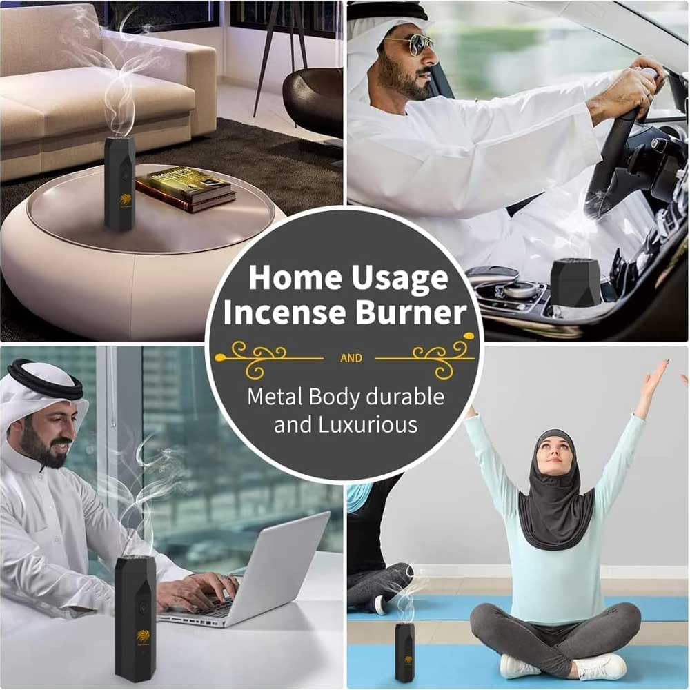 Bakhoor BoSidin Comb Incense Burner, Electric Incense Holders, USB Rechargeable Bukhoor Burner, Portable Oud Incense Burner, Aromatherapy and Style in One Device for Home Office & Car (Black)