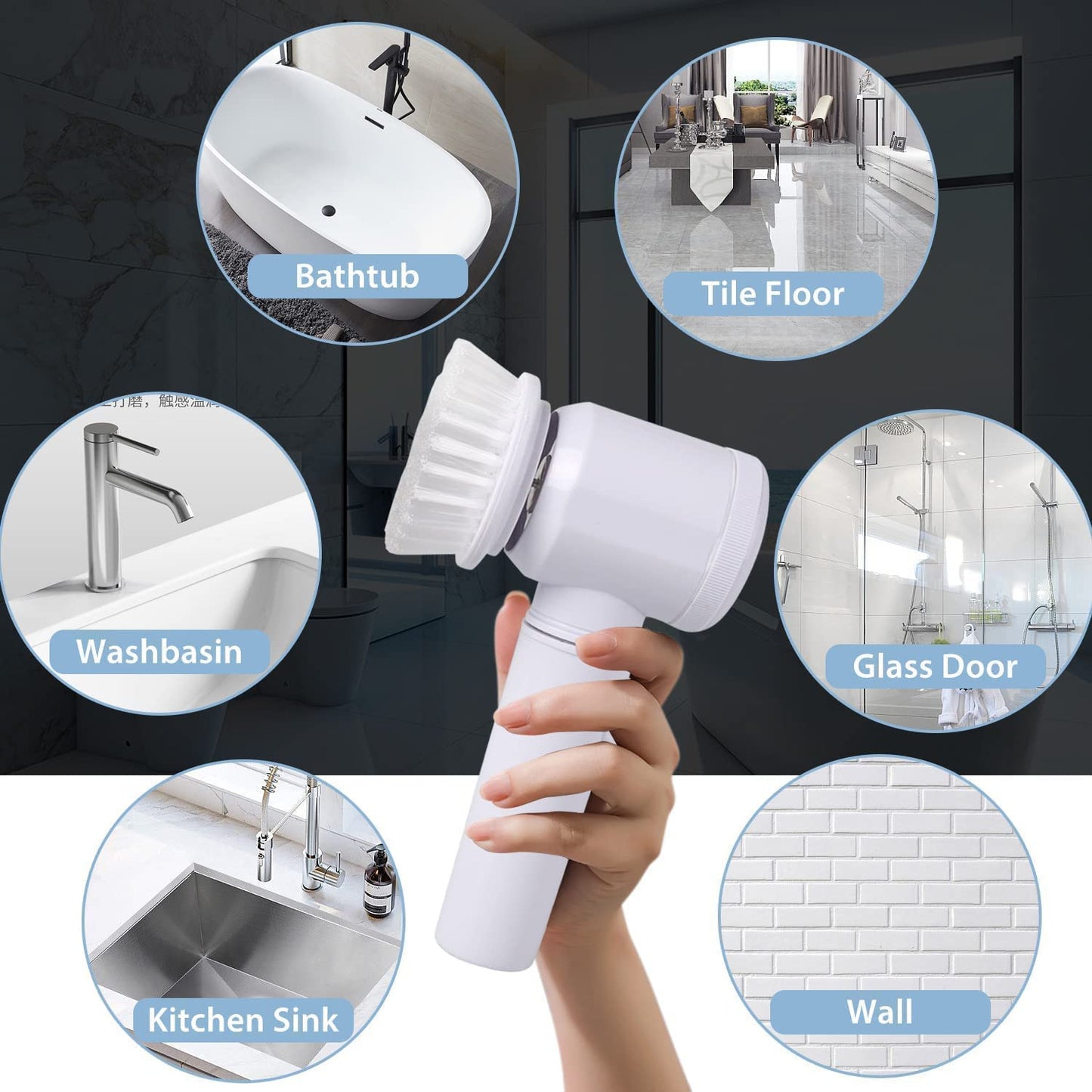 Magic cleaning brush 5 in 1 rechargeable electric scrubber