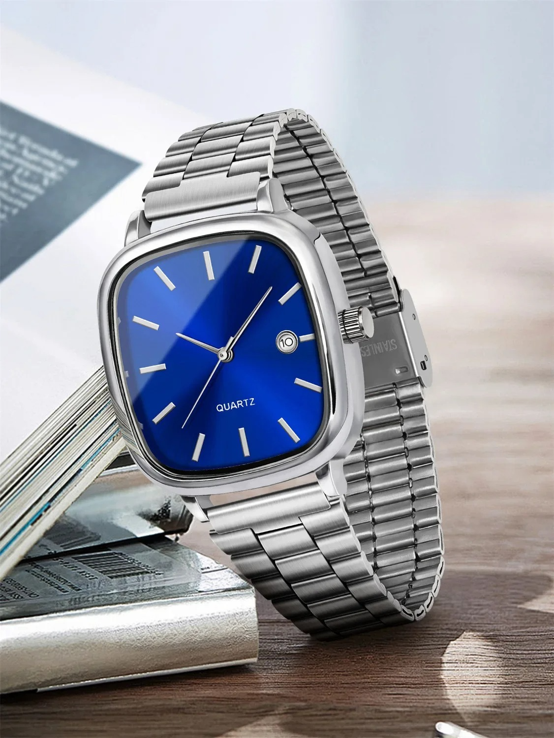 Casio Watch Silver + Blue – كاسيو ووتش فضي + أزرق