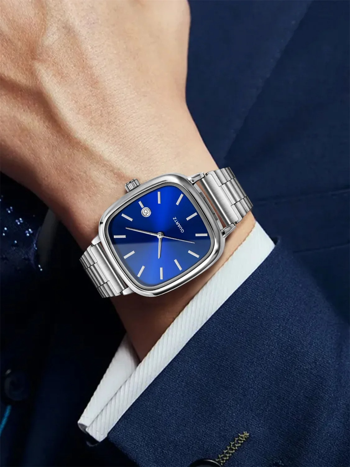 Casio Watch Silver + Blue – كاسيو ووتش فضي + أزرق