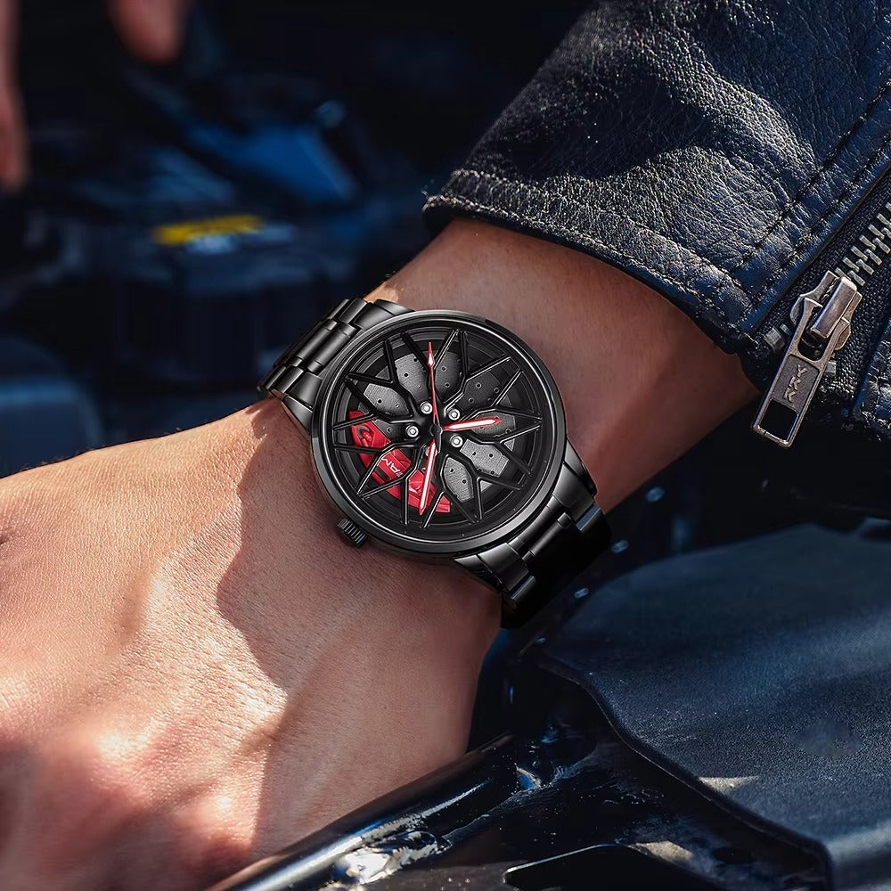 Original 3D Real Man Watches Waterproof Rotate Watches Car Rim Watch Quartz Men's Sports 360° Rotate For Men Lambo Revuelto