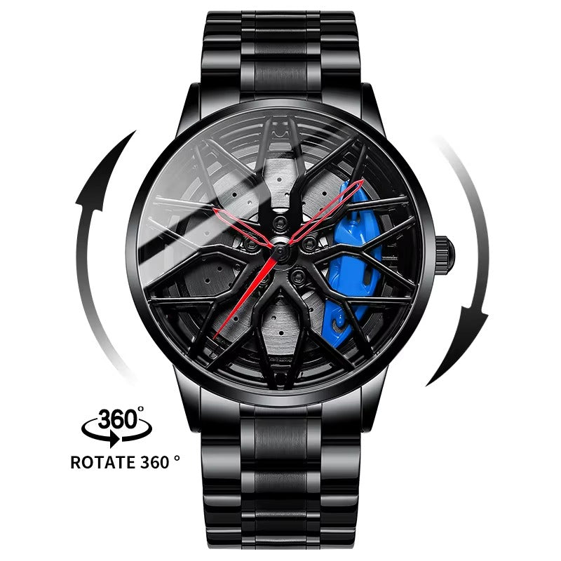 Original 3D Real Man Watches Waterproof Rotate Watches Car Rim Watch Quartz Men's Sports 360° Rotate For Men Lambo Revuelto