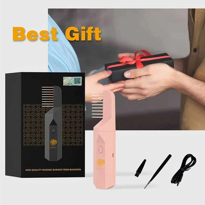 Bakhoor BoSidin Comb Incense Burner, Electric Incense Holders, USB Rechargeable Bukhoor Burner, Portable Oud Incense Burner, Aromatherapy and Style in One Device for Home Office & Car (Black)