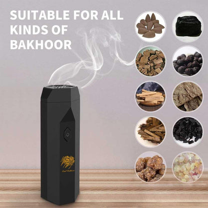 Bakhoor BoSidin Comb Incense Burner, Electric Incense Holders, USB Rechargeable Bukhoor Burner, Portable Oud Incense Burner, Aromatherapy and Style in One Device for Home Office & Car (Black)
