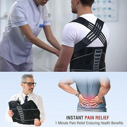 Back Brace Posture Corrector for Women and Men with Spine Vertical Alignment System, Lower Back Pain Relief, Back Straighter Instant Posture Corrector