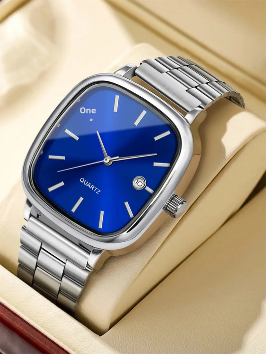 Casio Watch Silver + Blue – كاسيو ووتش فضي + أزرق