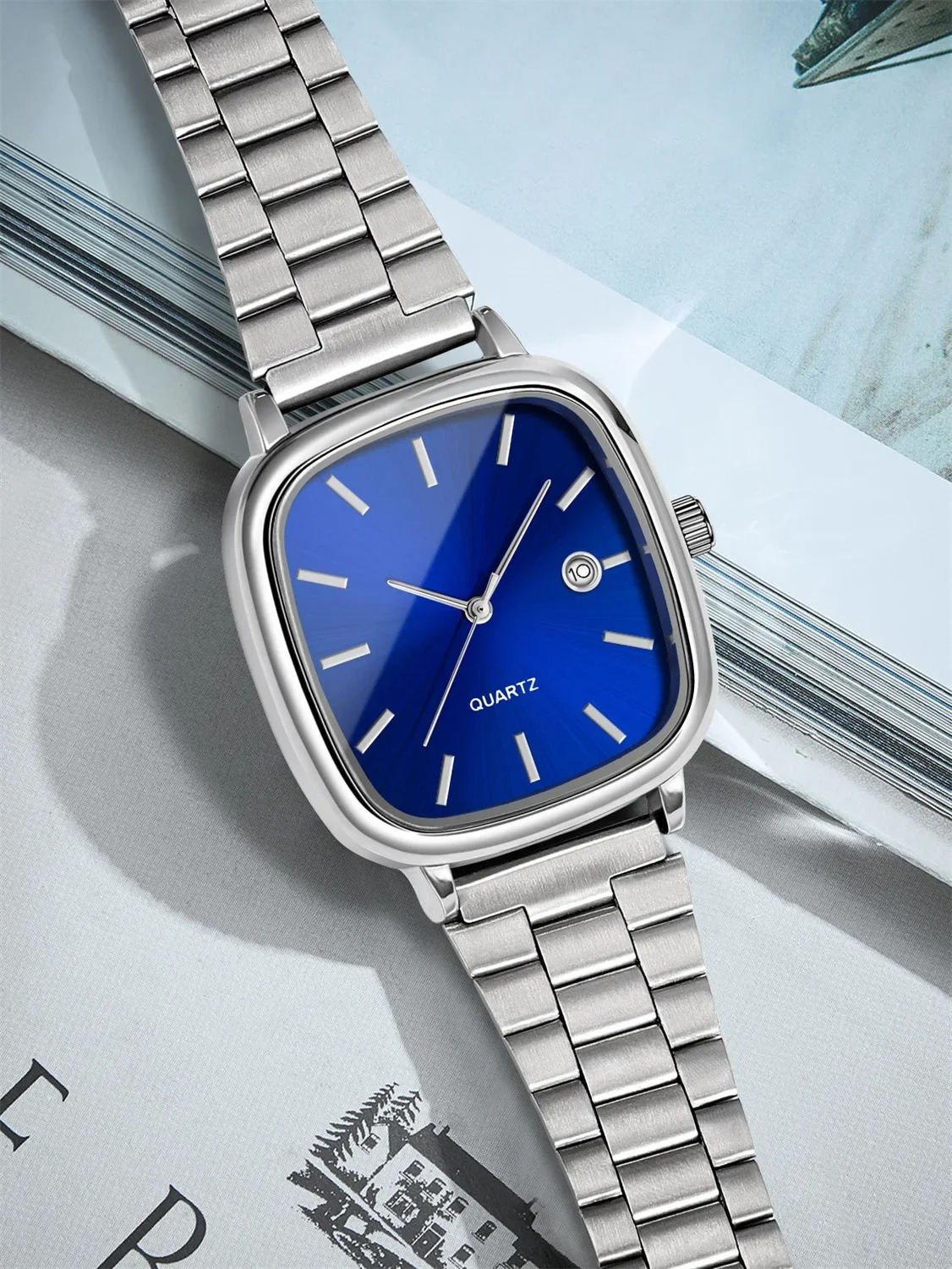 Casio Watch Silver + Blue – كاسيو ووتش فضي + أزرق