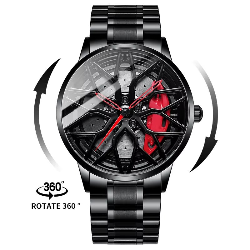 Original 3D Real Man Watches Waterproof Rotate Watches Car Rim Watch Quartz Men's Sports 360° Rotate For Men Lambo Revuelto