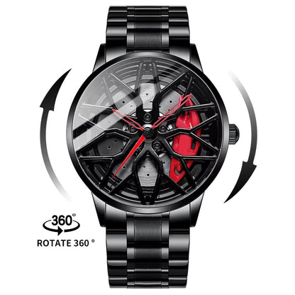 Original 3D Real Man Watches Waterproof Rotate Watches Car Rim Watch Quartz Men's Sports 360° Rotate For Men Lambo Revuelto