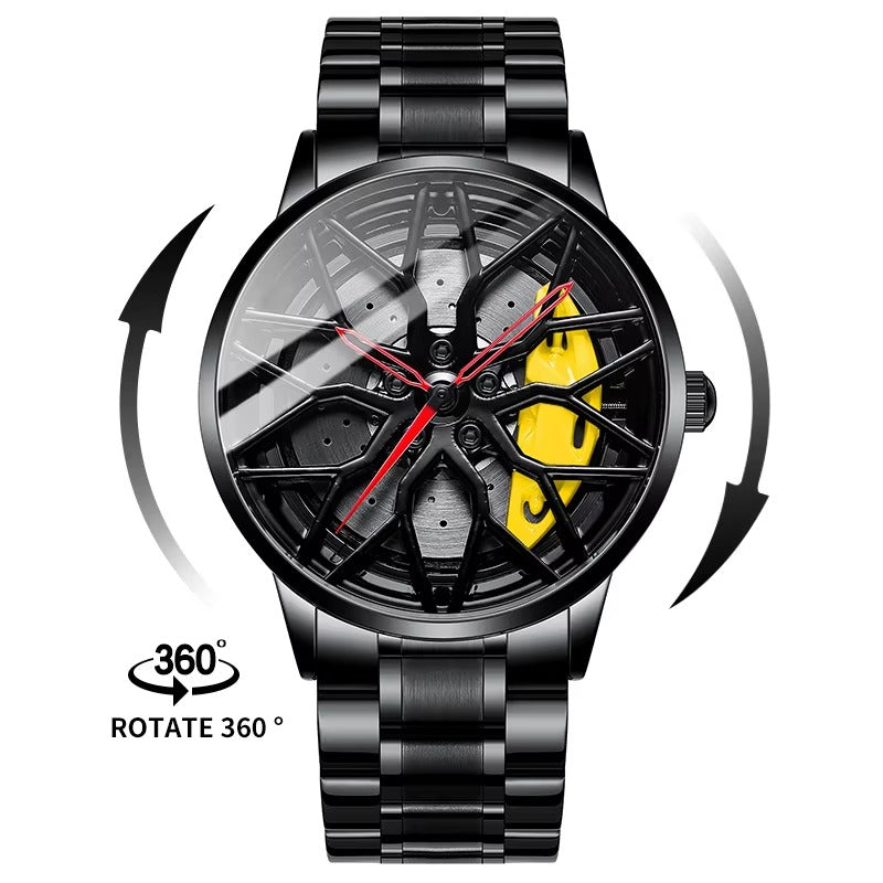 Original 3D Real Man Watches Waterproof Rotate Watches Car Rim Watch Quartz Men's Sports 360° Rotate For Men Lambo Revuelto