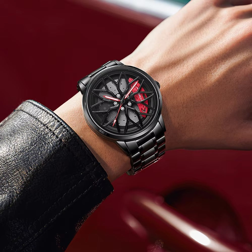 Original 3D Real Man Watches Waterproof Rotate Watches Car Rim Watch Quartz Men's Sports 360° Rotate For Men Lambo Revuelto