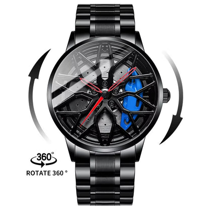 Original 3D Real Man Watches Waterproof Rotate Watches Car Rim Watch Quartz Men's Sports 360° Rotate For Men Lambo Revuelto