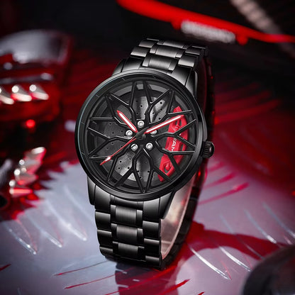 Original 3D Real Man Watches Waterproof Rotate Watches Car Rim Watch Quartz Men's Sports 360° Rotate For Men Lambo Revuelto